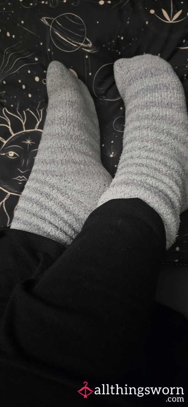 Worn All Day Fluffy Socks 😈🖤