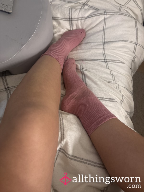 Worn All Day Soft Pink Ribbed Socks 👣💕