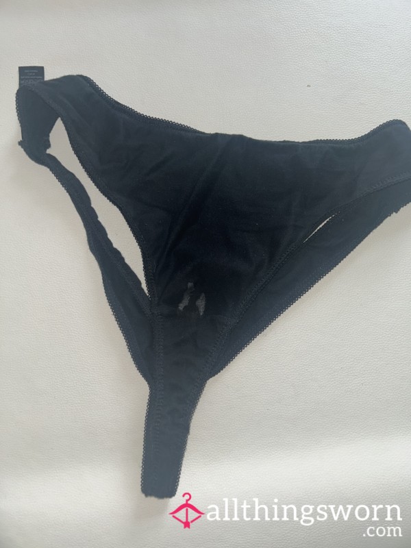 Worn And Creamed Black Work Thong