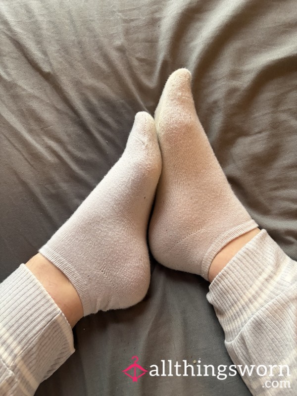Worn And Dirty White Trainer Socks