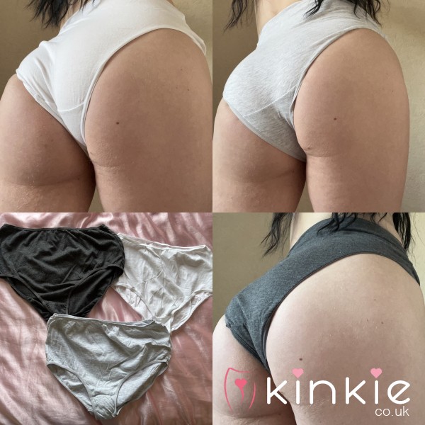 Worn And Played In Full Back Cotton Panties 🥵 Grey Or White 💘