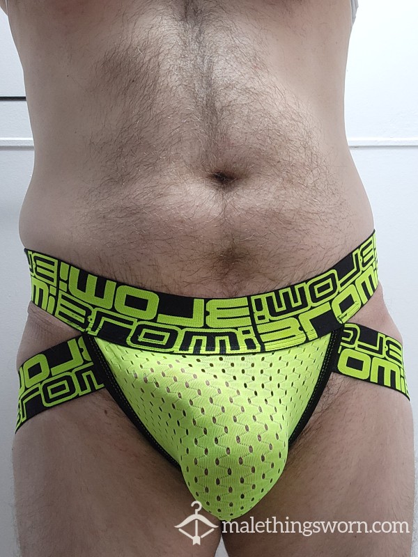 Worn And Stained Andrew Christian Neon Mesh *BLOW* Jock