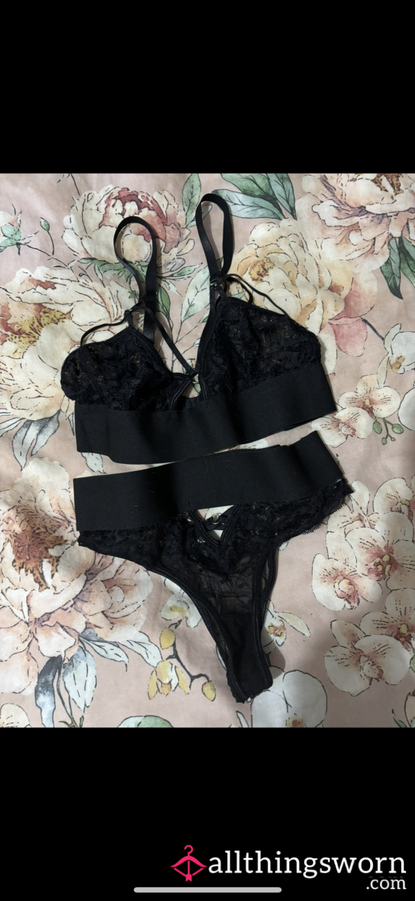 Worn And Wet Beautiful Black Lace Lingerie