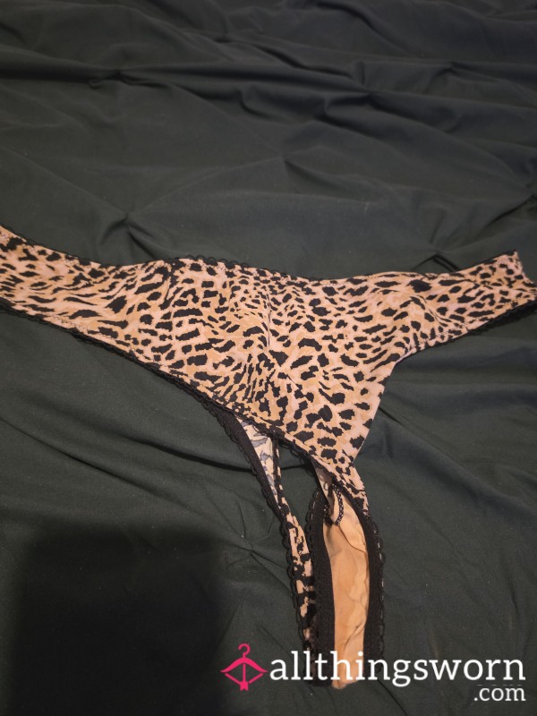 Worn And Wet Leopard Print Thong