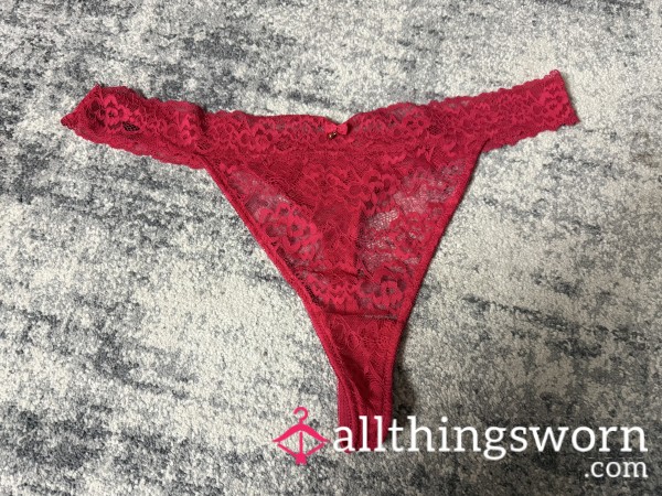 Worn Ann Summers Red Lace Thong