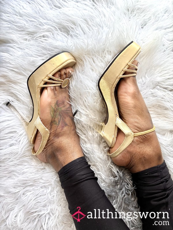 Worn At My 06” Prom ; Vintage Sylcon Gold Strappy Heels Based Out Of  Kerala, India
