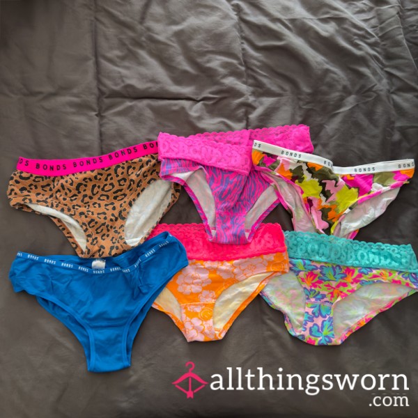 Worn AU12 Bonds Panties – Cheeky Prints, Soft Cotton Bliss (Lucky Dip)