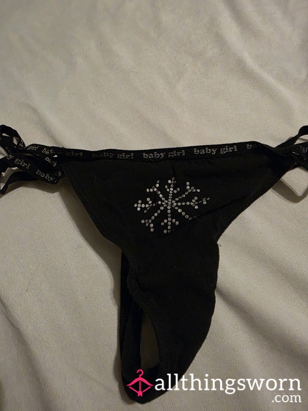 Worn ‘Baby Girl’ Rhinestone Thong – 24hr Scented & Naughty