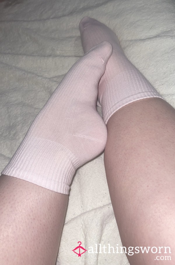 Worn Baby Pink 🎀 Cotton Crew Socks 🧦