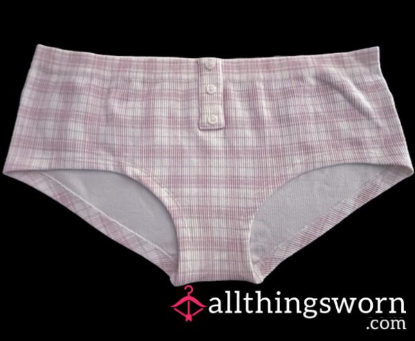Worn Baby Pink Faux Boxer Fullback Panties