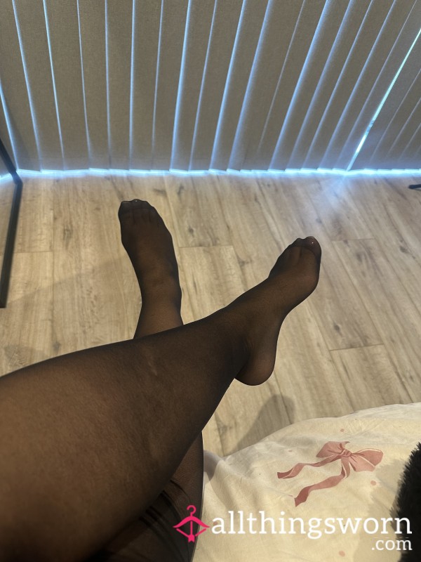Worn Black 15 Denier Tights / Pantyhose