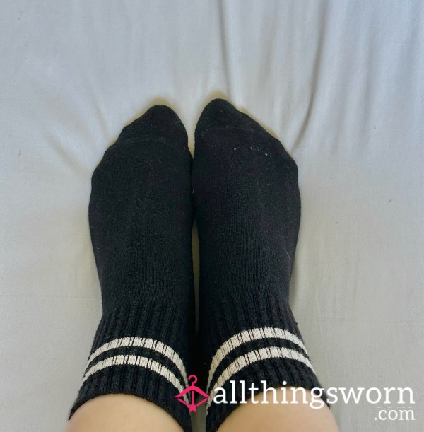 Worn Black And White Crew Socks