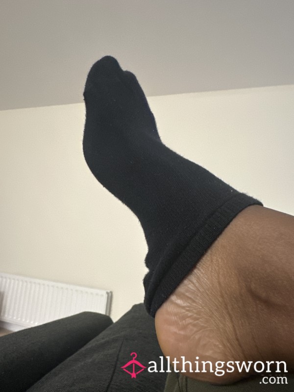Worn Black Ankle Socks