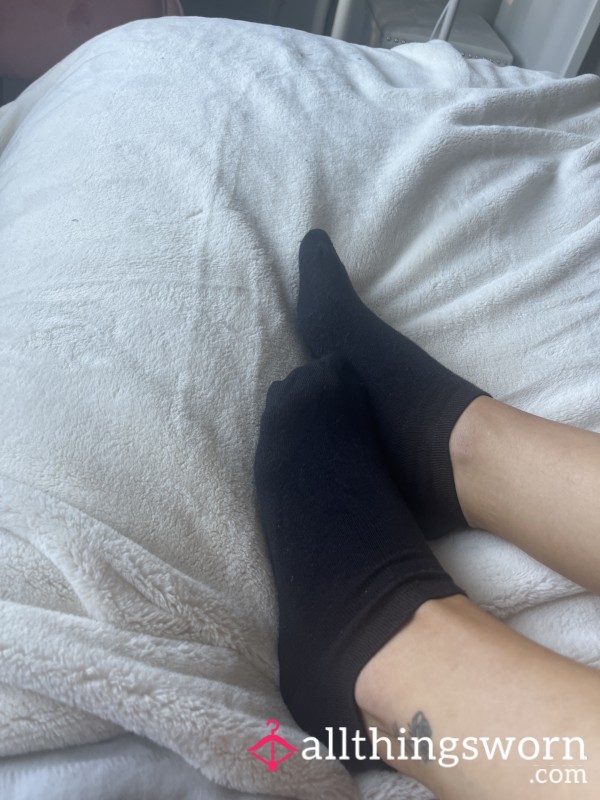Worn Black Ankle Socks