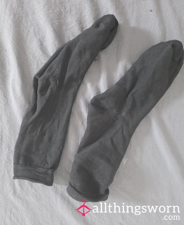 Worn Black Ankle Socks