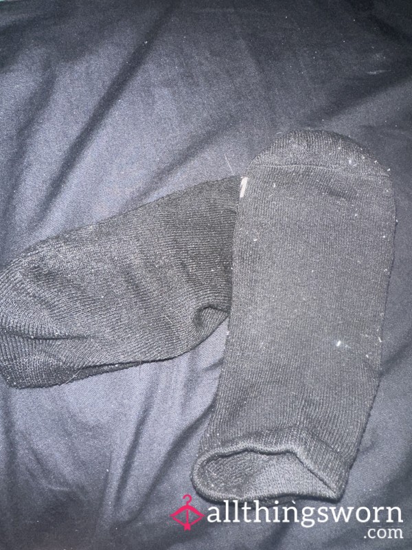 Worn Black Ankle Socks
