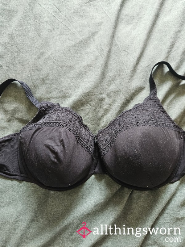 Worn Black Bra With A Little Lace