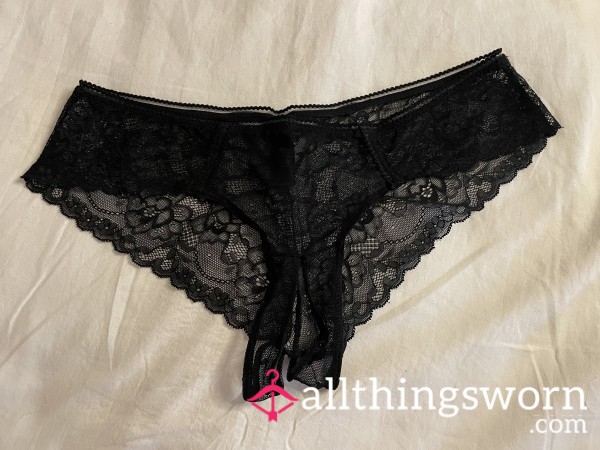 Worn Black Crotchless Knickers