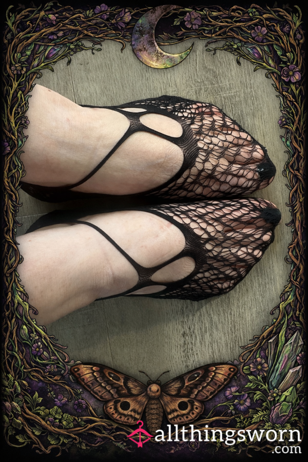 Worn Black Fishnet Socks 🖤
