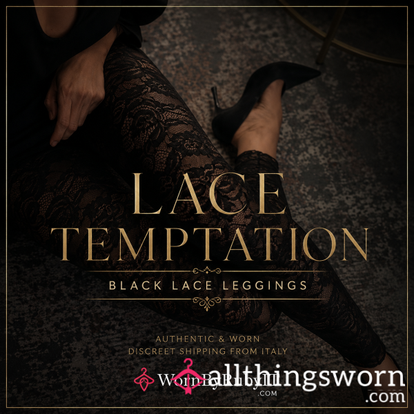 Worn Black Flor*l Lace Leggings