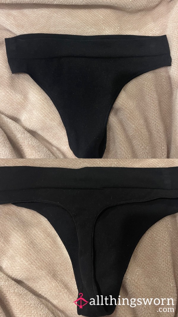 Worn Black G String Panties