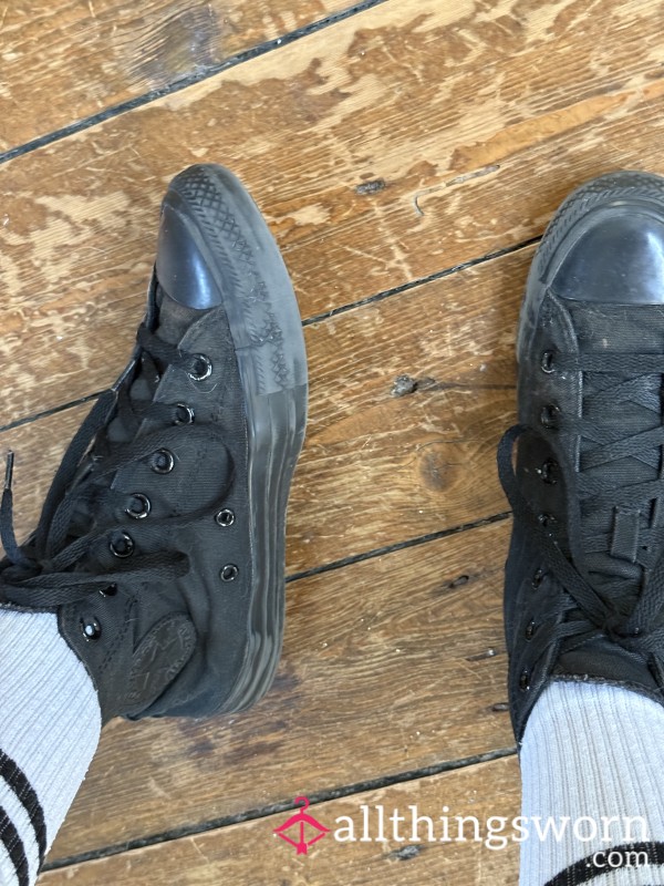 Worn Black Gym Converse. Worn For Every Gym Session For Over 1 Year