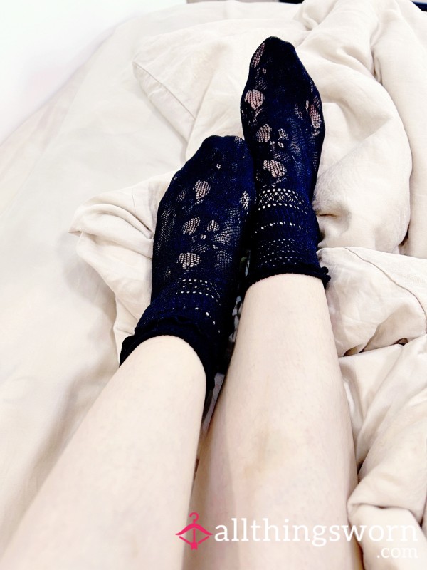 🖤 Worn Black Lace Bed Socks | Sweet Asian Morning Scent & Sweaty Soles