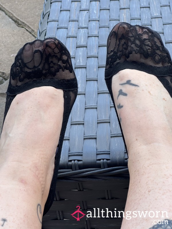 Worn Black Lace Footlets – Intimate & Well-Loved
