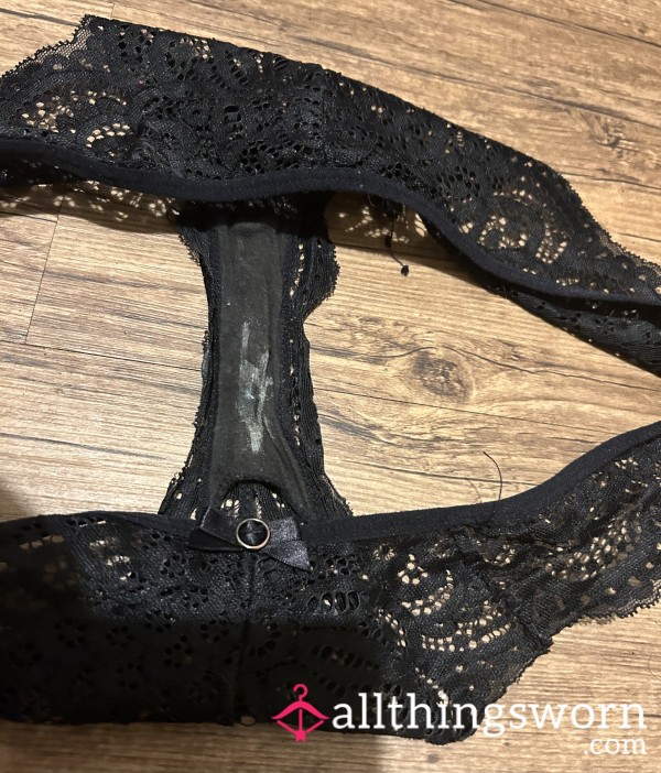 Worn Black Lace Panties