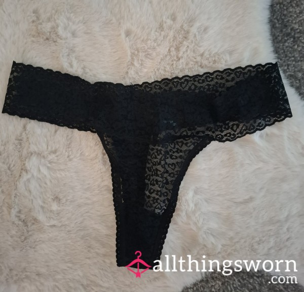 Worn Black Lace Thong. Very S**y!