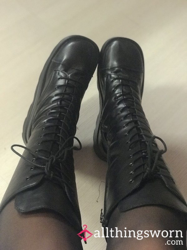 Worn Black Lace-Up Boots – Strong, S**y & Scented