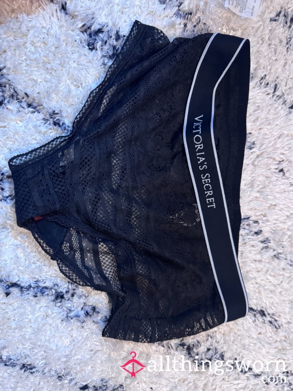 Worn Black Lace Victoria Secret Panties
