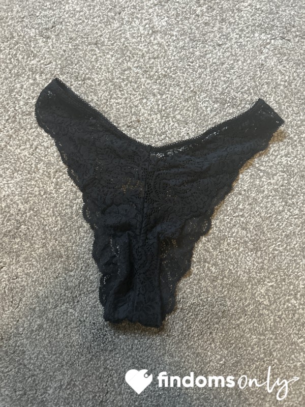 Worn Black Lacy Brazilian Knickers