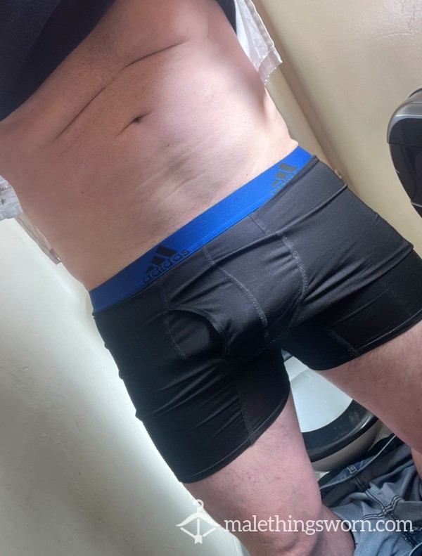 Worn Black Medium Adidas Trunks – Gym, Work & Loaded Front