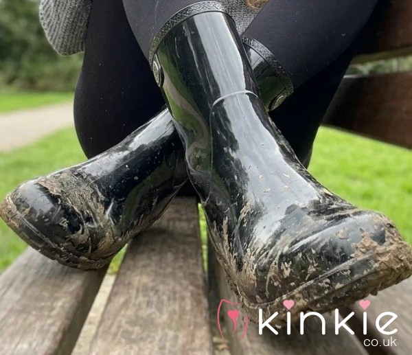 Worn Black Muddy UGG Wellies