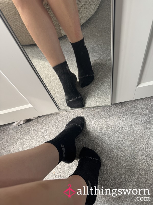 Worn Black New Balance Socks