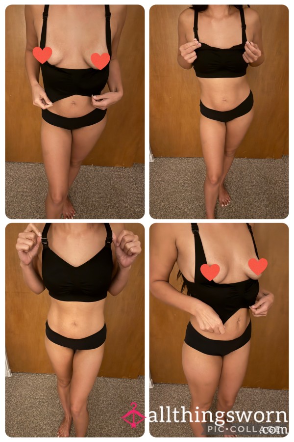 Worn Black Nursing Bra – Mommy’s Favorite For Late-Night Feeds