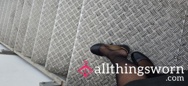 Worn Black Nylon Tights