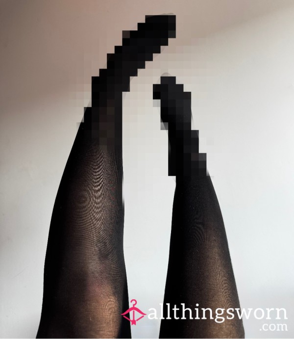 Worn Thick Black Nylon Tights S**y & Used (Size M/L)