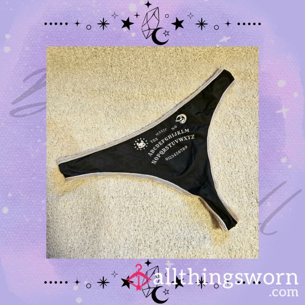 💖 Worn Black Ouija Print Thong 💖