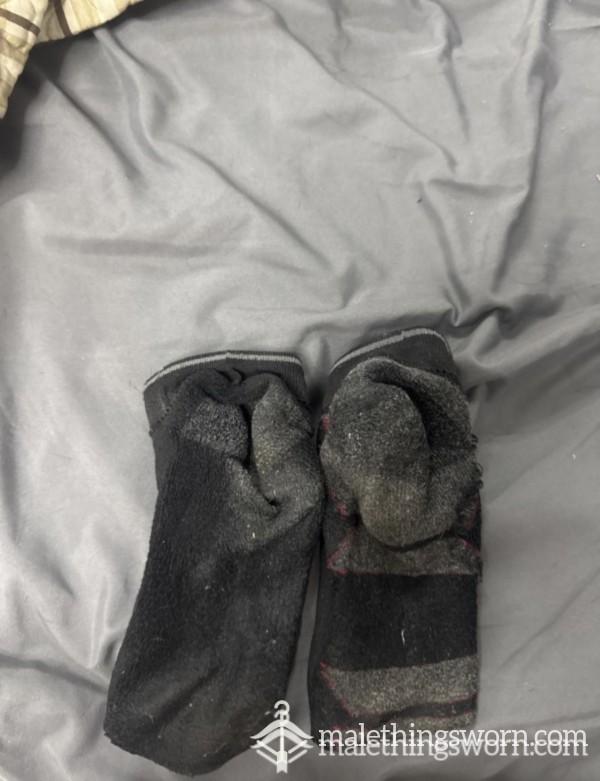 Worn Black Rebook Socks