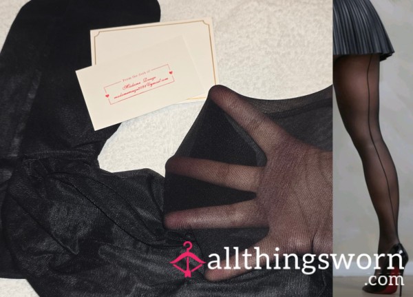 Worn Black Seamed Tights