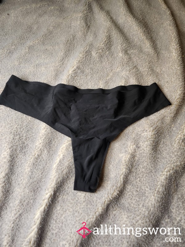 Worn Black Seamless Thong