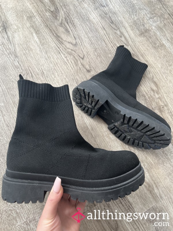 Worn Black Sock Boots🥵