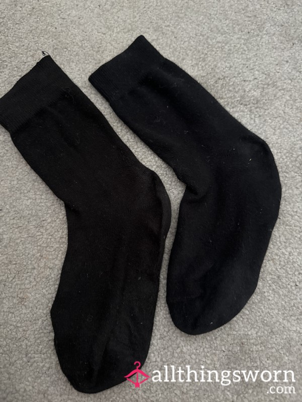 Worn Black Socks