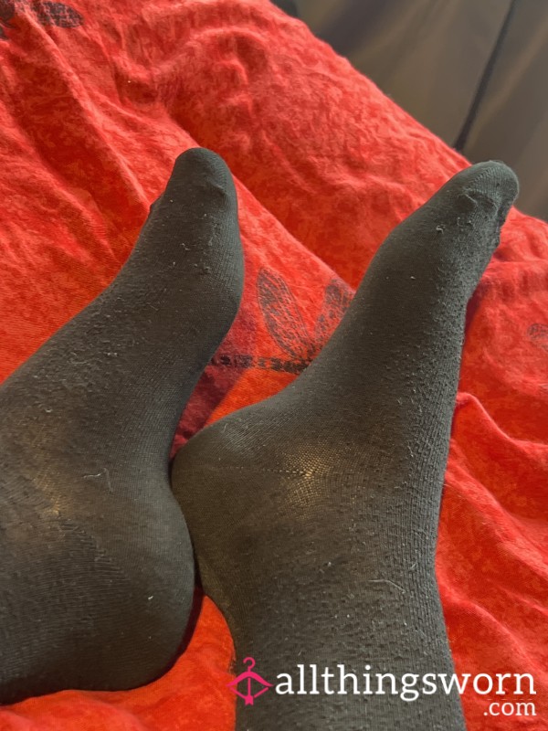 Worn Black Socks