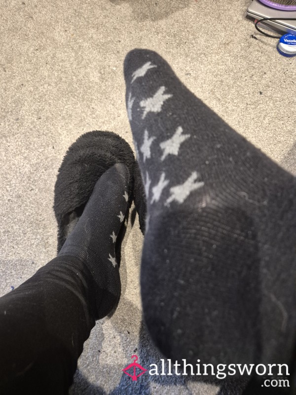 Worn Black Star Socks