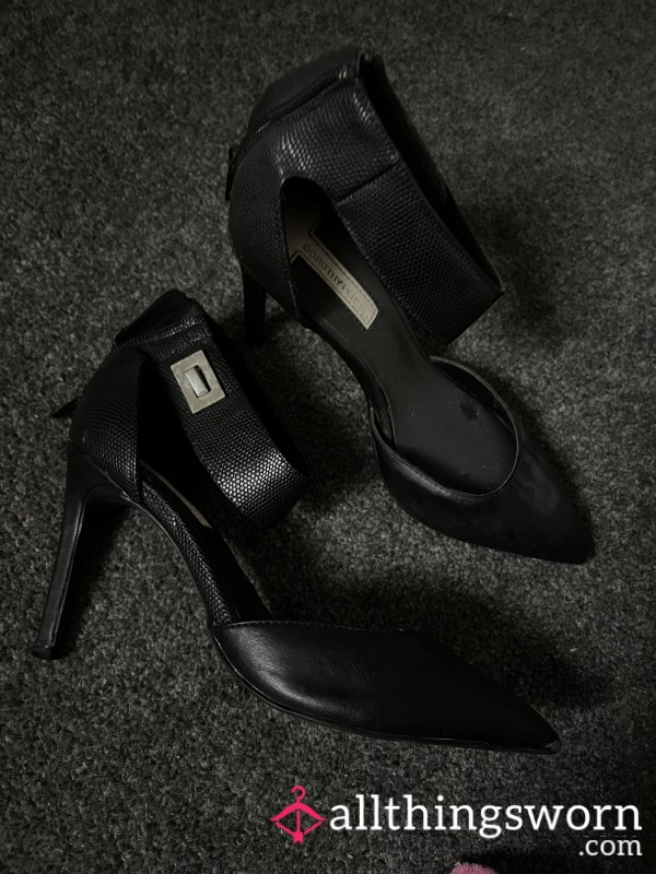 WORN Black Stiletto Heels - Faux Leather