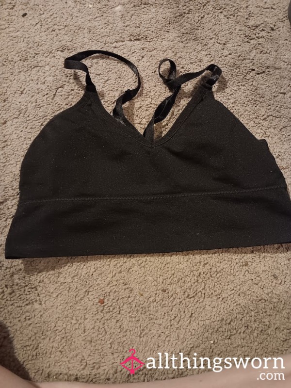Worn Black Strappy Bralette – Sleek, Minimal, And Scent-Rich