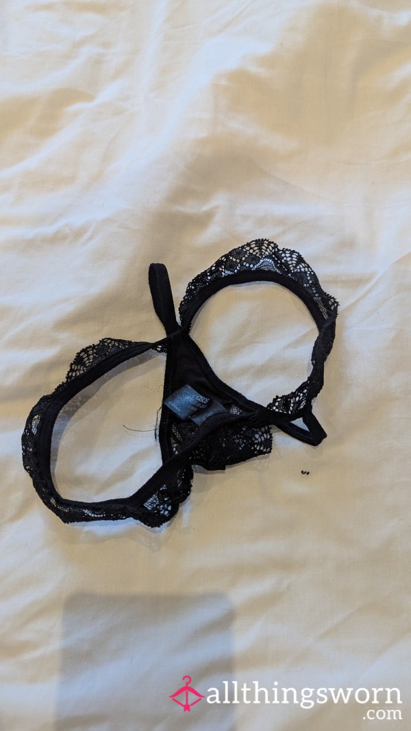 Worn Black String Thong